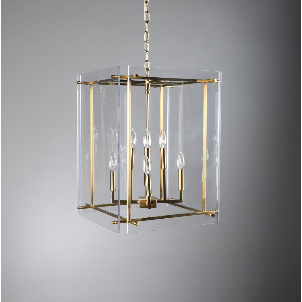 Lena 8-Light Iron and Acrylic Chandelier, Gold, by Kosas Home. Picture 2
