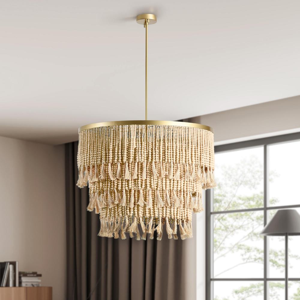 Brittany Natural Beaded Chandelier. Picture 2