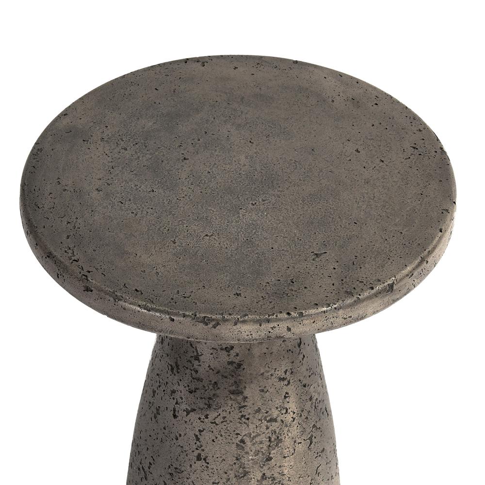 Collins 19" Concrete Outdoor Accent Table in Dark Gray. Picture 4