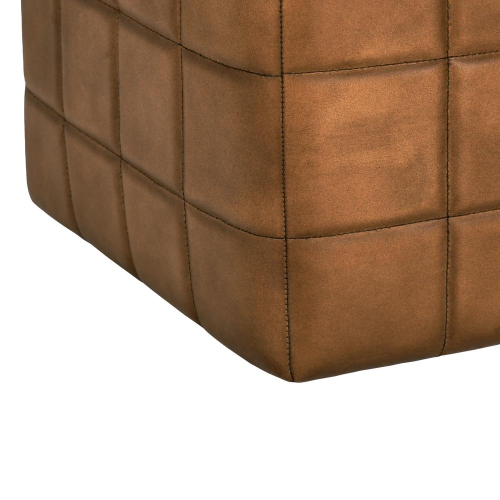 Carlo 18" Leather Ottoman in Camel. Picture 4