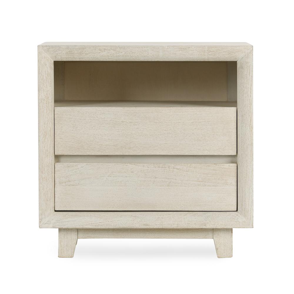 Reece Two-Drawer Mango Wood Nightstand in Sand. Picture 2