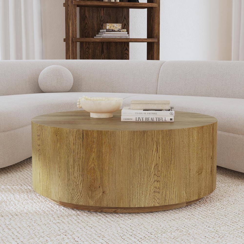 Layne 42" Round Coffee Table in Light Brown. Picture 3