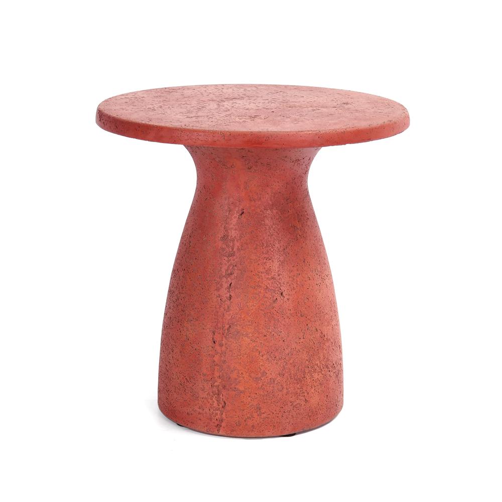 Collins 16" Concrete Outdoor Accent Table in Rust. Picture 1