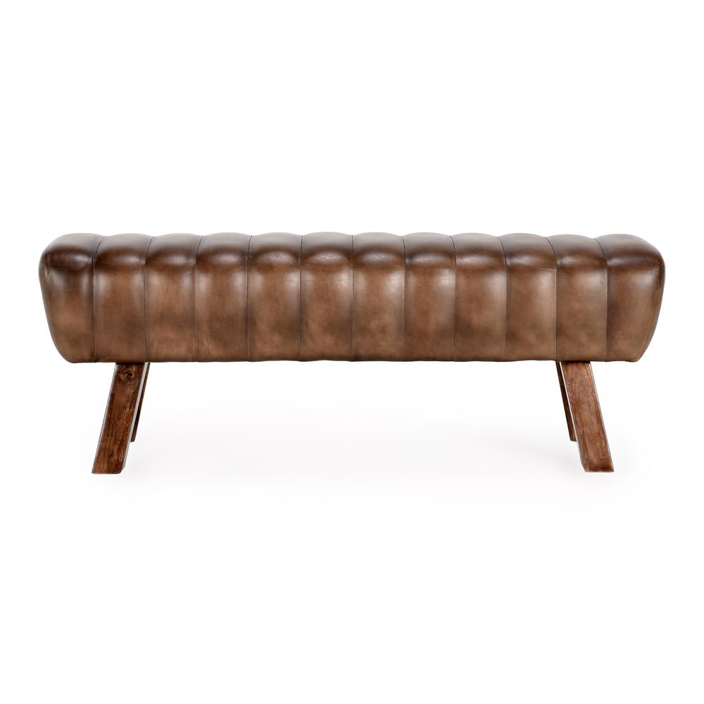 Florian 50" Leather Bench in Brown. Picture 2