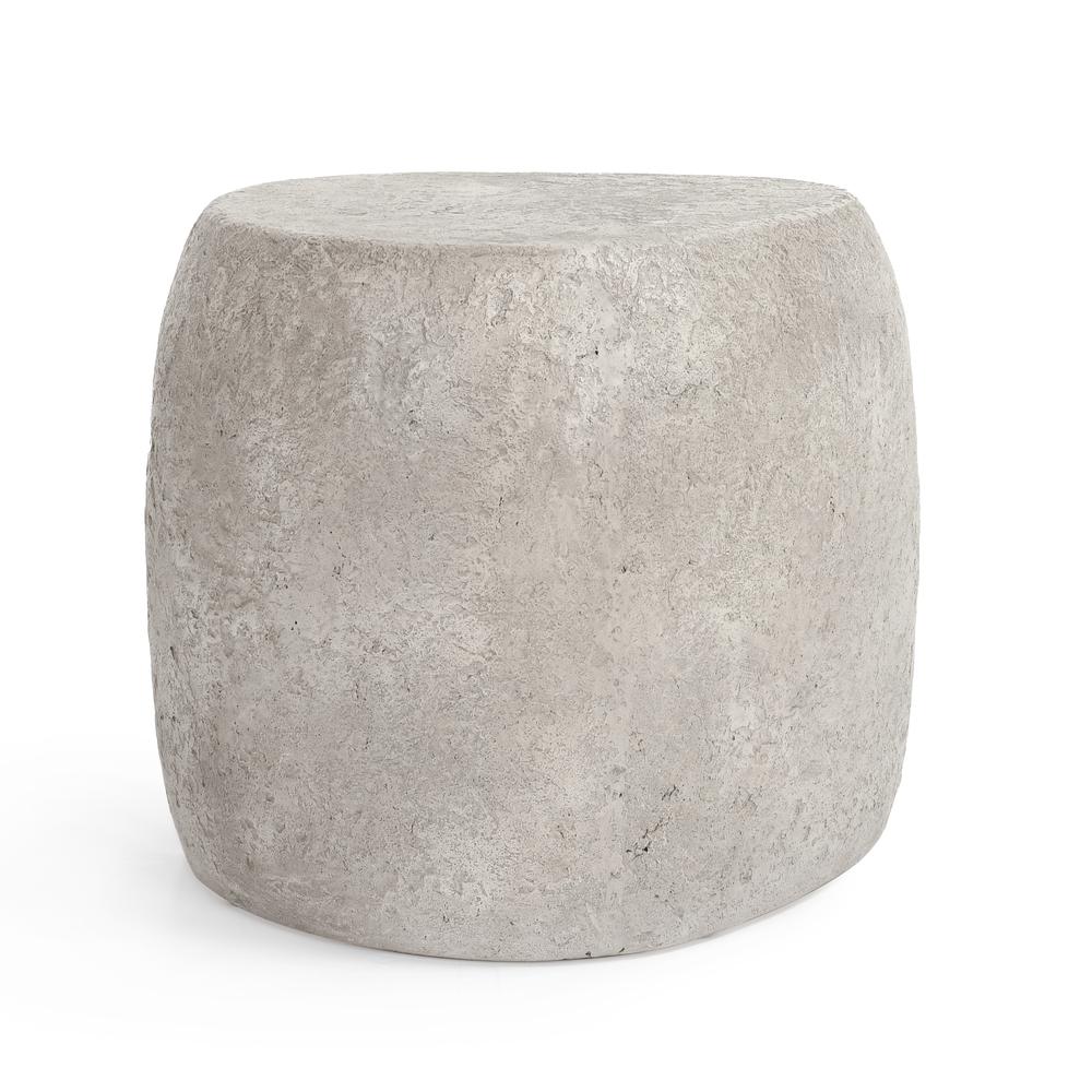 Britney Concrete Outdoor End Table in Light Grey. Picture 1