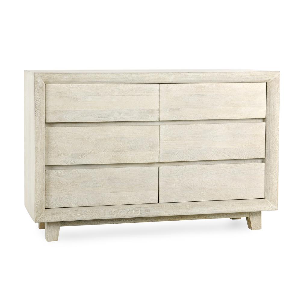 Reece Six-Drawer Mango Wood Dresser in Sand. Picture 1