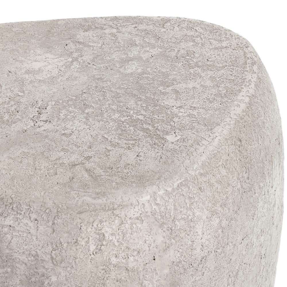 Britney Concrete Outdoor End Table in Light Grey. Picture 2
