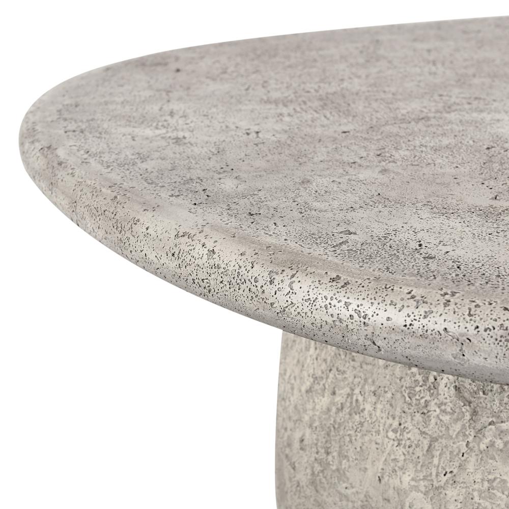 Britney 42" Concrete Outdoor Round Coffee Table in Light Grey. Picture 5