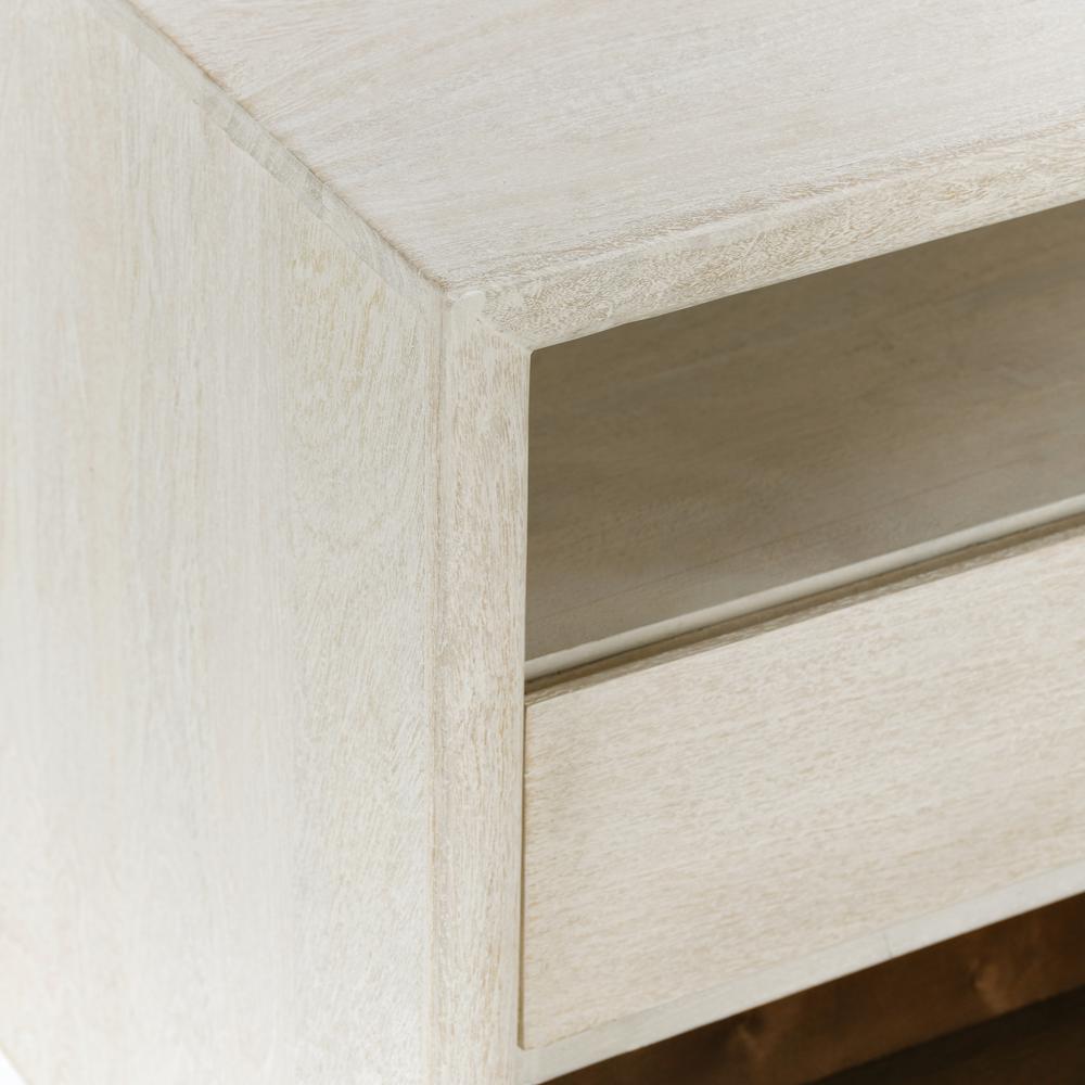 Reece Two-Drawer Mango Wood Nightstand in Sand. Picture 7