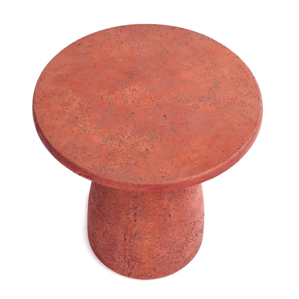 Collins 16" Concrete Outdoor Accent Table in Rust. Picture 2