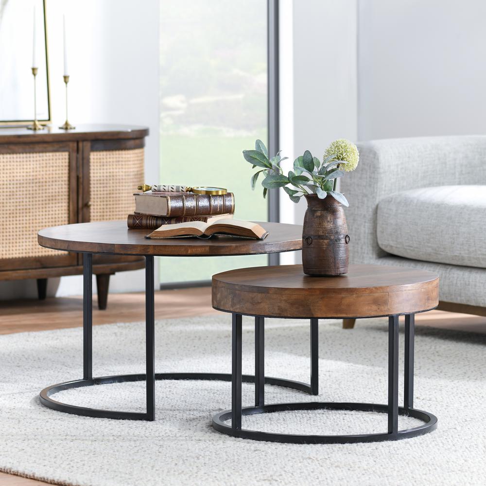Emma Table Set of 2 Nesting Tables in Natural Brown. Picture 8