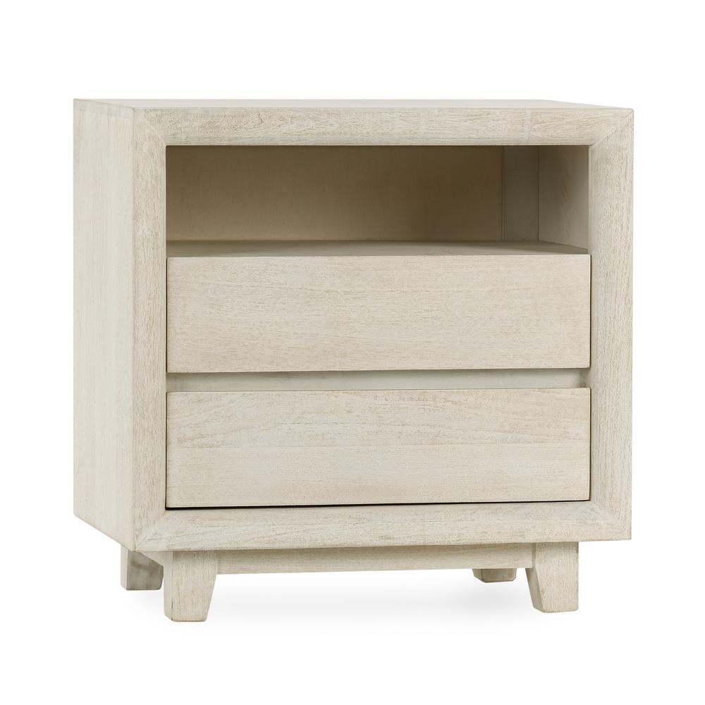 Reece Two-Drawer Mango Wood Nightstand in Sand. Picture 1