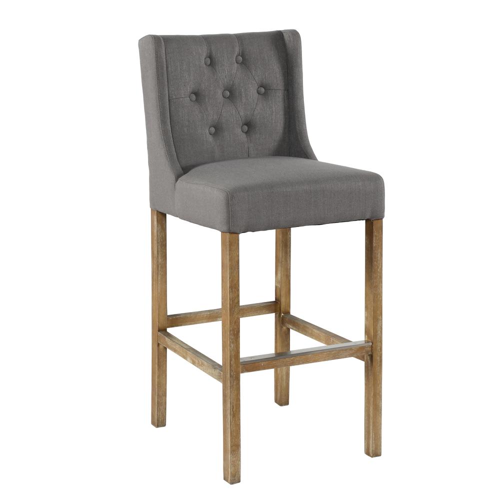 Karla Tufted 30 inch Grey Barstool. Picture 1
