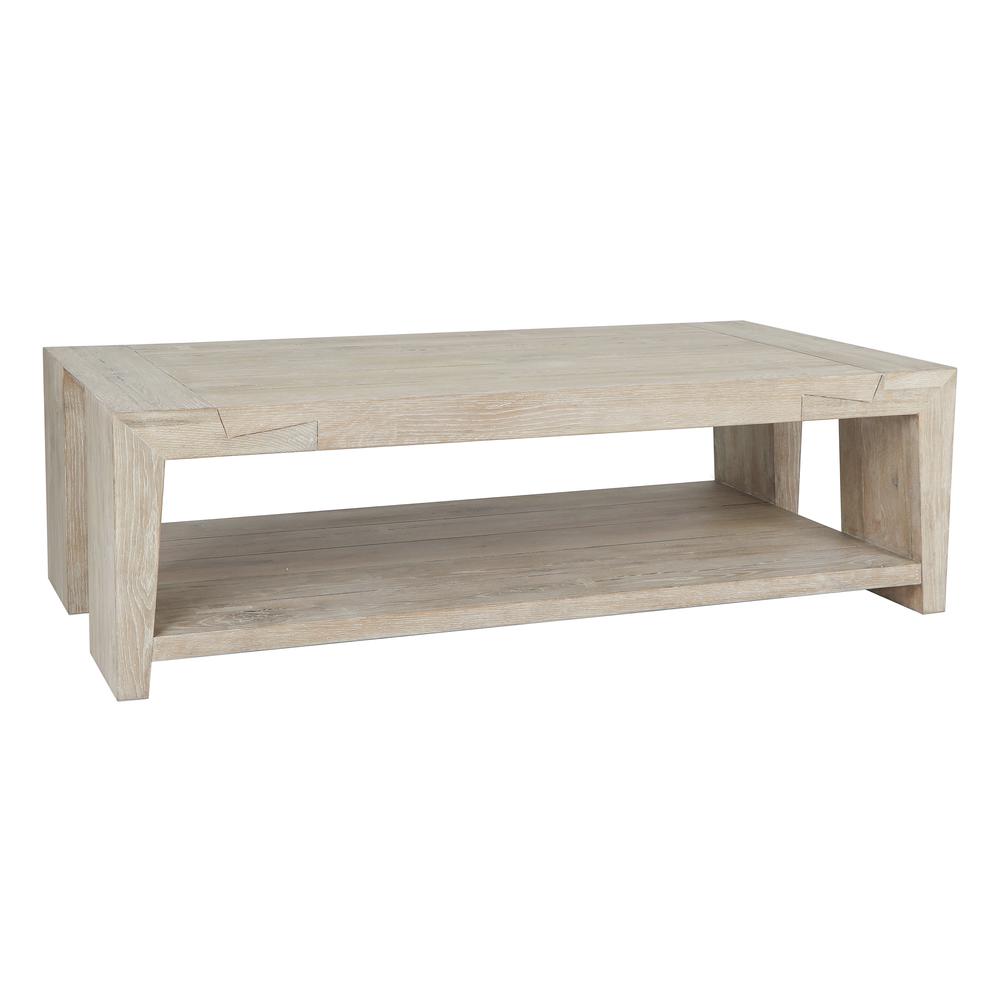 Troy 60" Oak Coffee Table in White. Picture 1