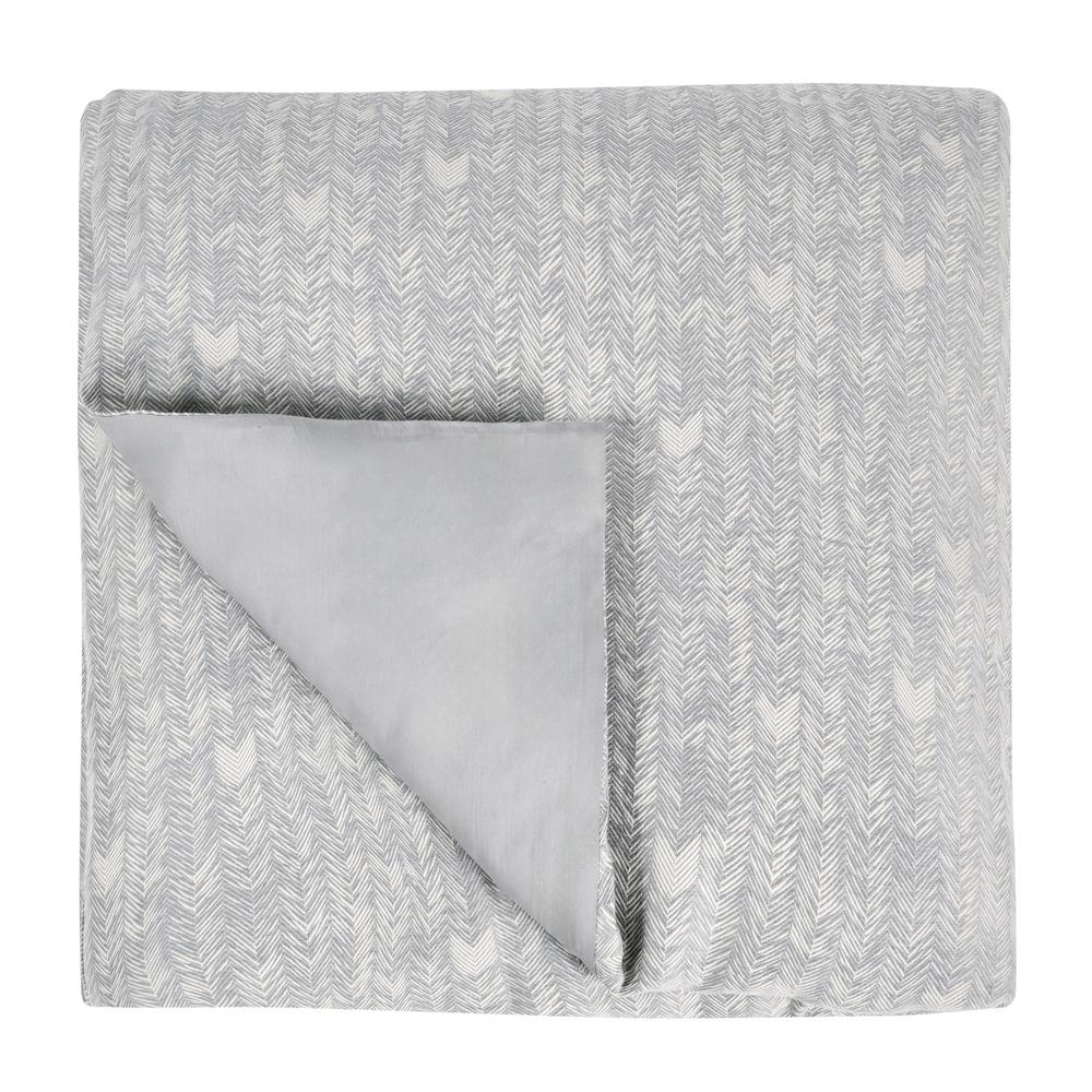 Lana 100% Cotton Gray Embroidered King Duvet. Picture 1