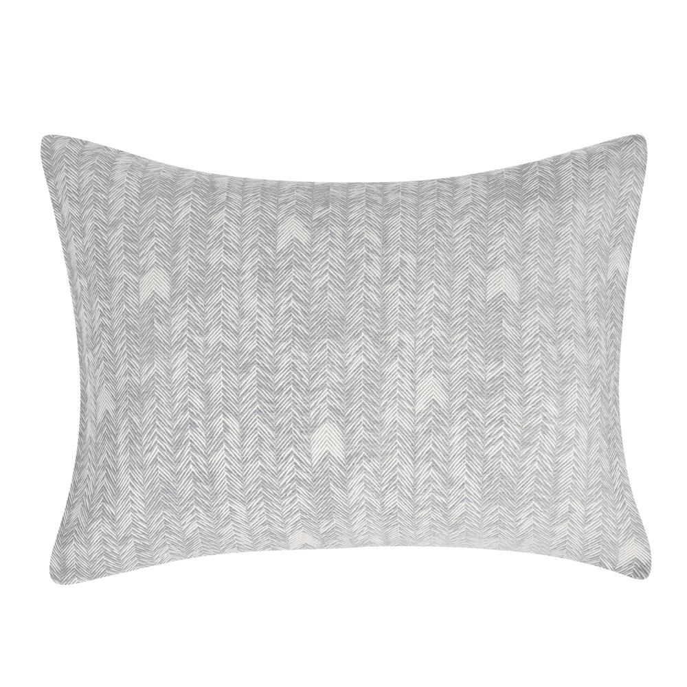 Lana 100% Cotton Gray Embroidered Sham. Picture 1
