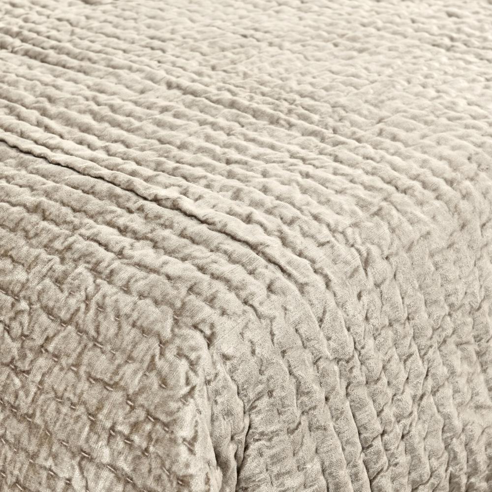 Dimitry 100% Rayon Velvet Pebble Beige King Quilt by Kosas Home. Picture 6