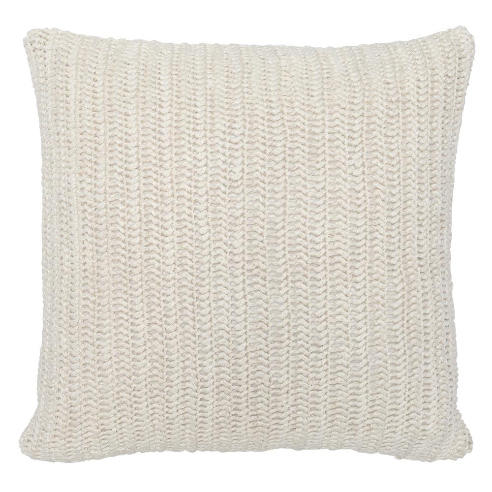 Kosas Home Marcie Knitted 22" Throw Pillow, Ivory. Picture 1