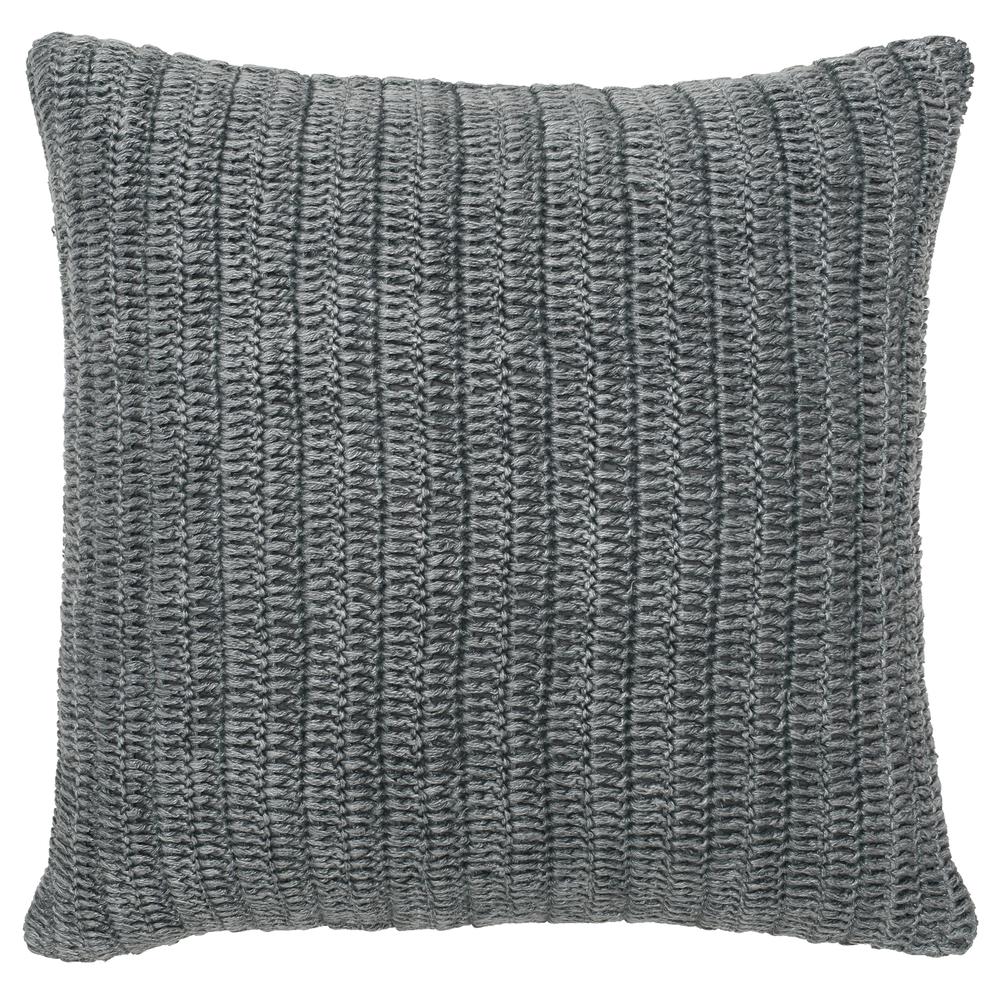 Kosas Home Marcie Knitted 22" Throw Pillow, Gray. Picture 1
