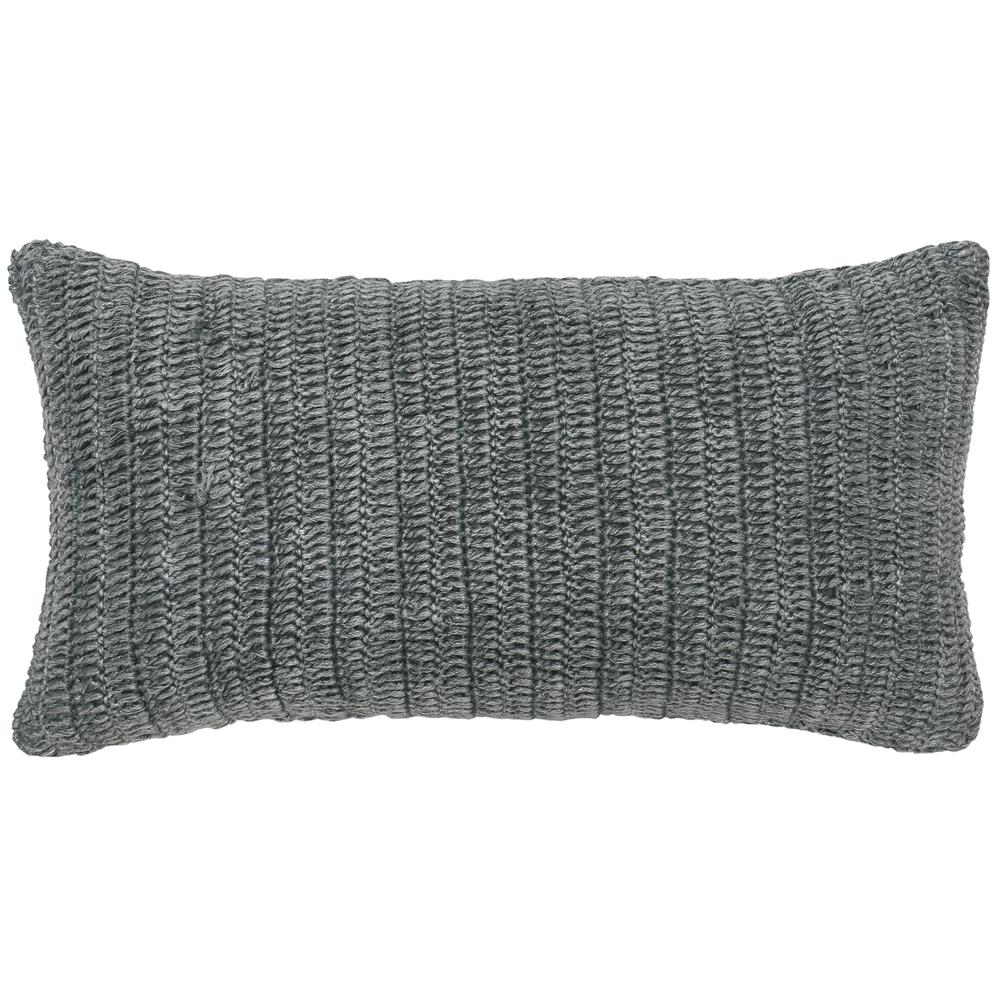 Kosas Home Nakeya Knitted 14" x 26" Throw Pillow, Gray. Picture 1