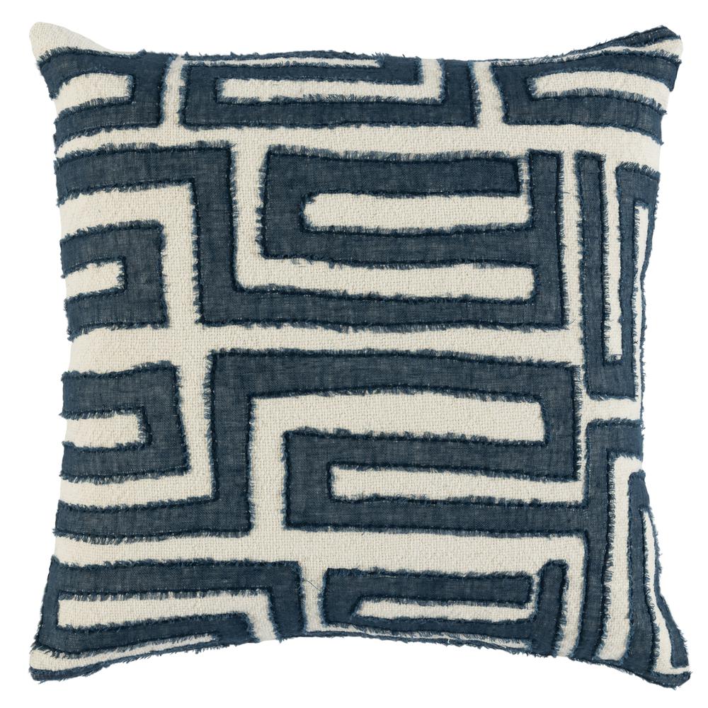 Kosas Home Mia Knitted 22" x 22" Throw Pillow, Blue Ivory. Picture 1