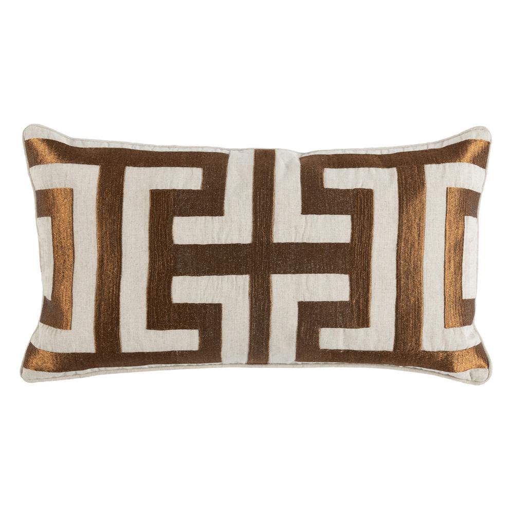 Kosas Home Carly Embroidered 14x26 Throw Pillow, Copper. The main picture.