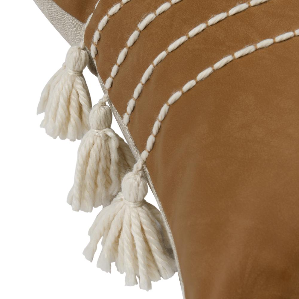 Gretchen Vegan Leather 14" x 26" Throw Pillow in Camel by Kosas Home. Picture 2