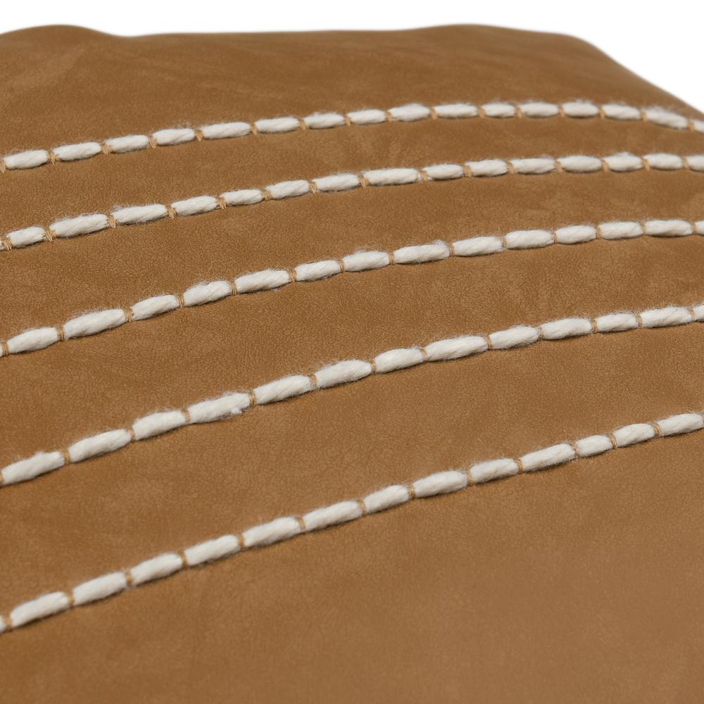 Gretchen Vegan Leather 14" x 26" Throw Pillow in Camel by Kosas Home. Picture 3