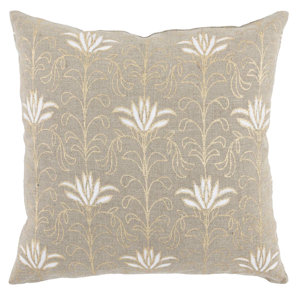 Iris 100% Linen 20" Throw Pillow in Beige by Kosas Home. Picture 1