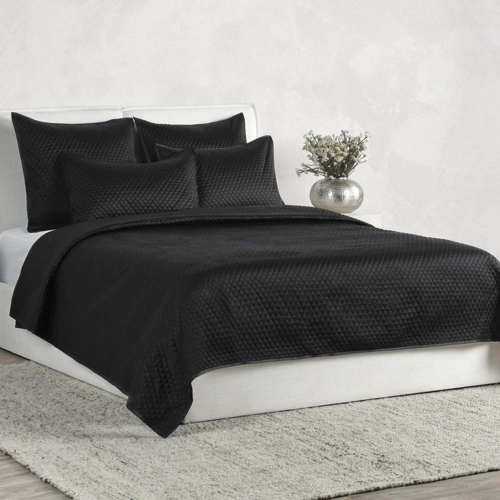 Winthrop 100% Sateen Black King Sham by Kosas Home. Picture 6