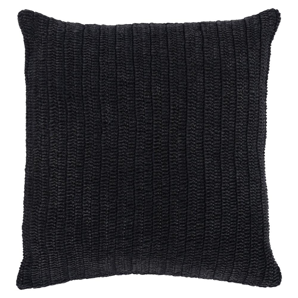 Kosas Home Marcie Knitted 22" Throw Pillow, Black. Picture 1