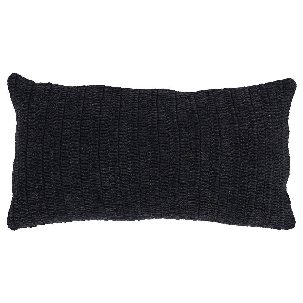 Kosas Home Nakeya Knitted 14" x 26" Throw Pillow, Black. Picture 1