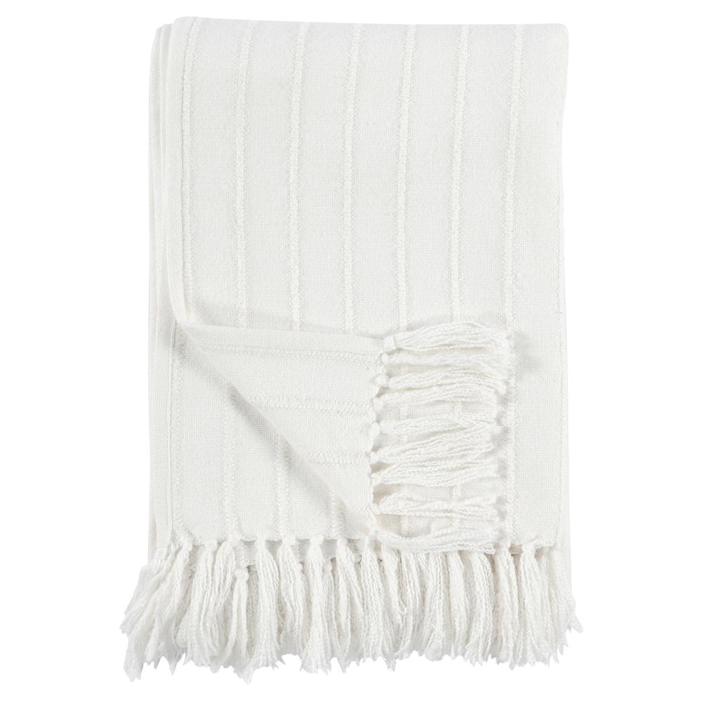 Hendri 50"x 70" Throw Blanket, White by Kosas Home. Picture 1