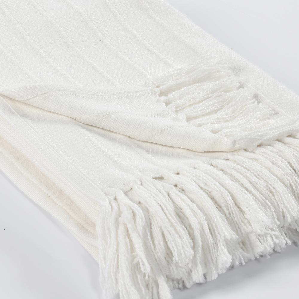 Hendri 50"x 70" Throw Blanket, White by Kosas Home. Picture 2
