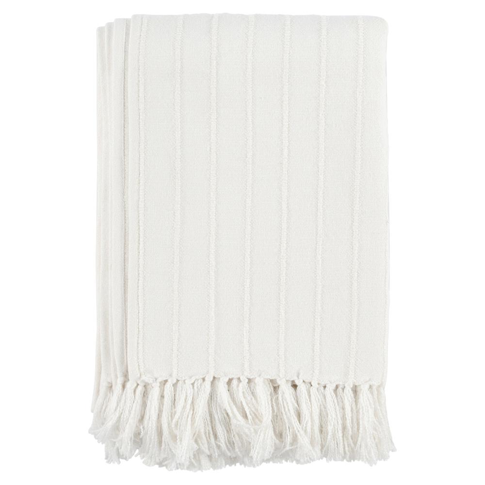Hendri 50"x 70" Throw Blanket, White by Kosas Home. Picture 3