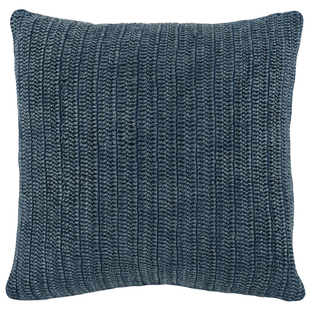 Kosas Home Marcie Knitted 22" Throw Pillow, Blue. Picture 1