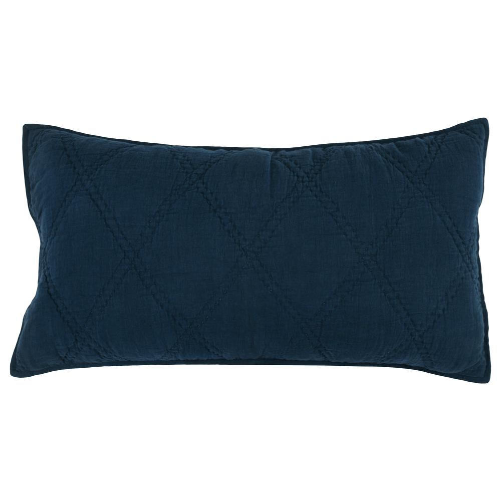 Linen Midnight Blue King Sham by Kosas Home. Picture 2