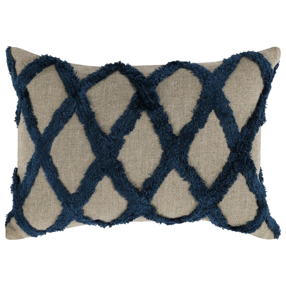 Evangeline 100% Linen 14"x 20" Throw Pillow in Blue by Kosas Home. Picture 1