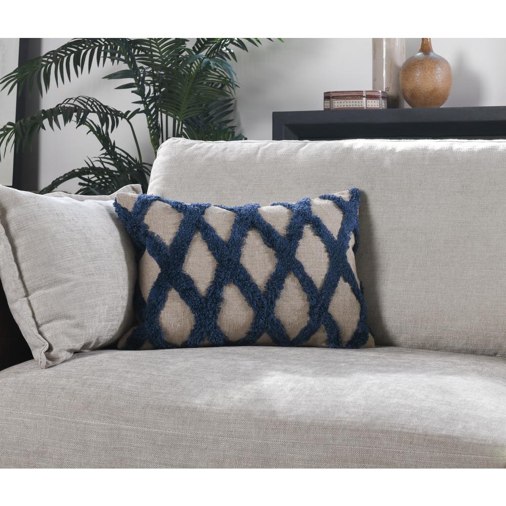 Evangeline 100% Linen 14"x 20" Throw Pillow in Blue by Kosas Home. Picture 2