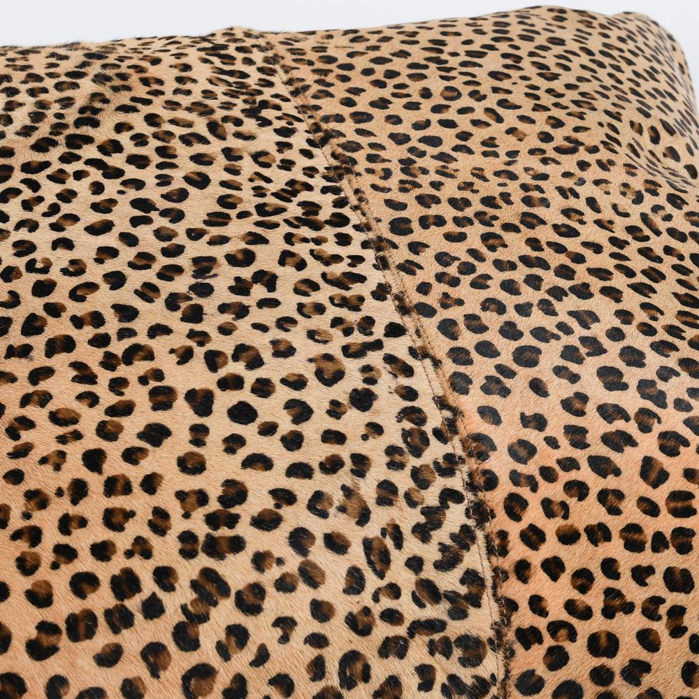 Leopard 100% Cow Hide 20" Throw Pillow in Animal Print by Kosas Home. Picture 3