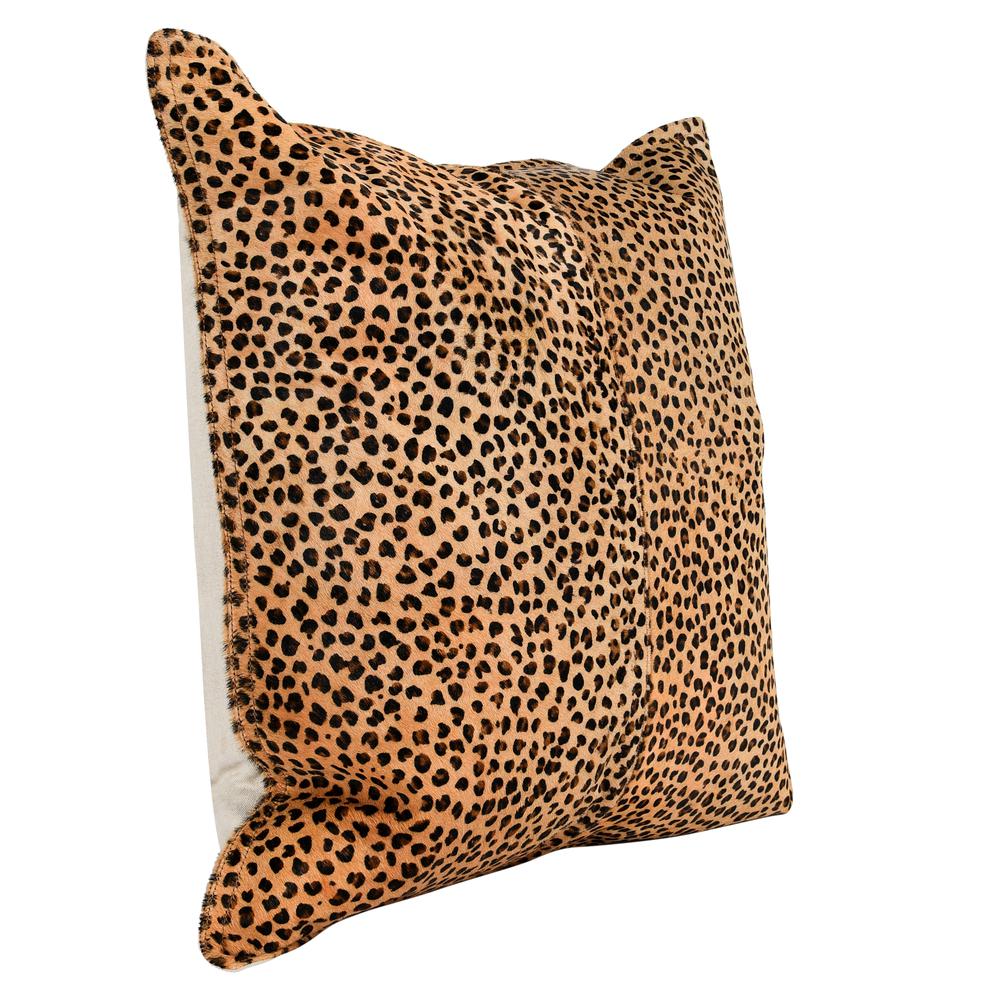 Leopard 100% Cow Hide 20" Throw Pillow in Animal Print by Kosas Home. Picture 7