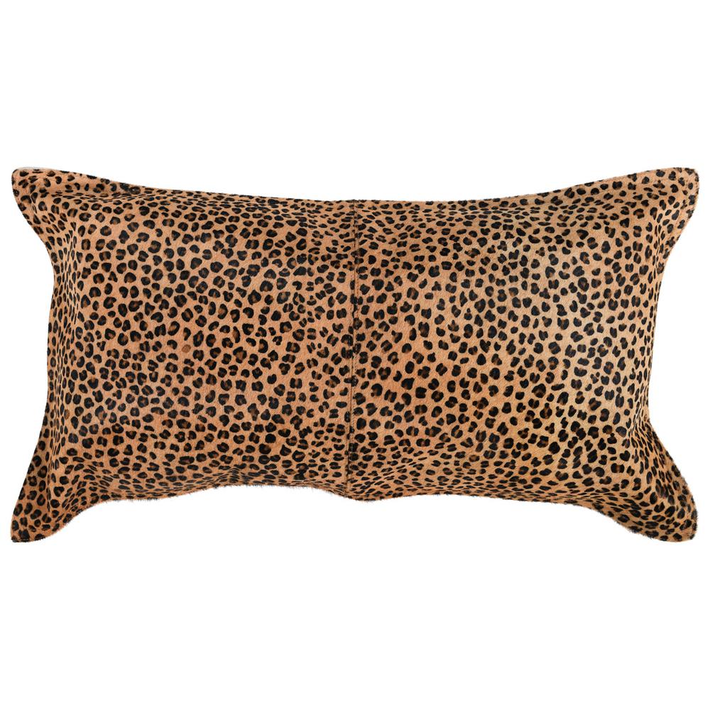 Leopard 100% Cow Hide 14"x 26" Throw Pillow in Animal Print by Kosas Home. Picture 1