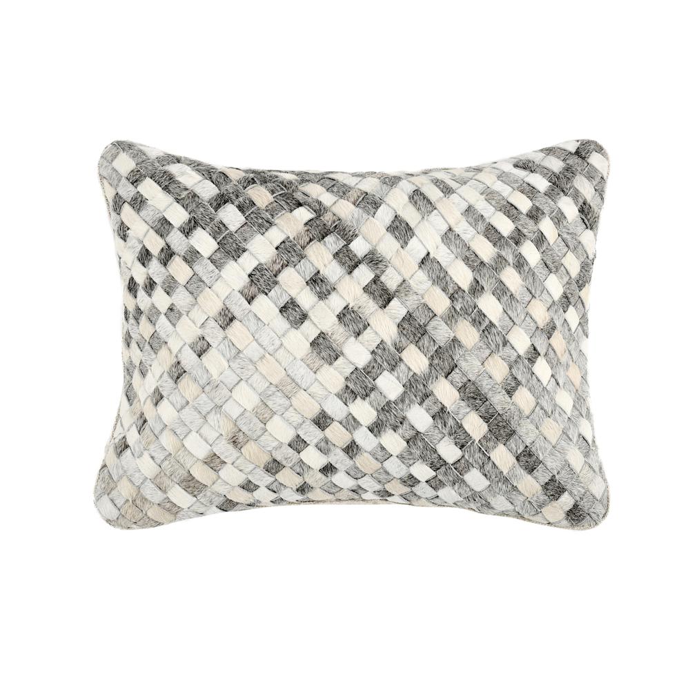 Bradley 12"x16" Natural Hide Throw Pillow, Gray. Picture 1