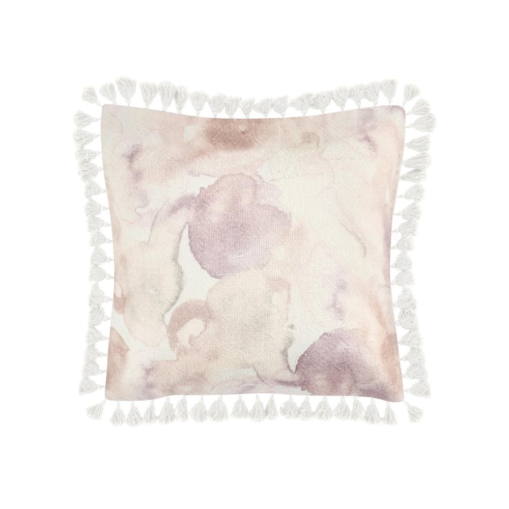 Lily 20" Cotton Linen Blend Throw Pillow, Pink. Picture 1