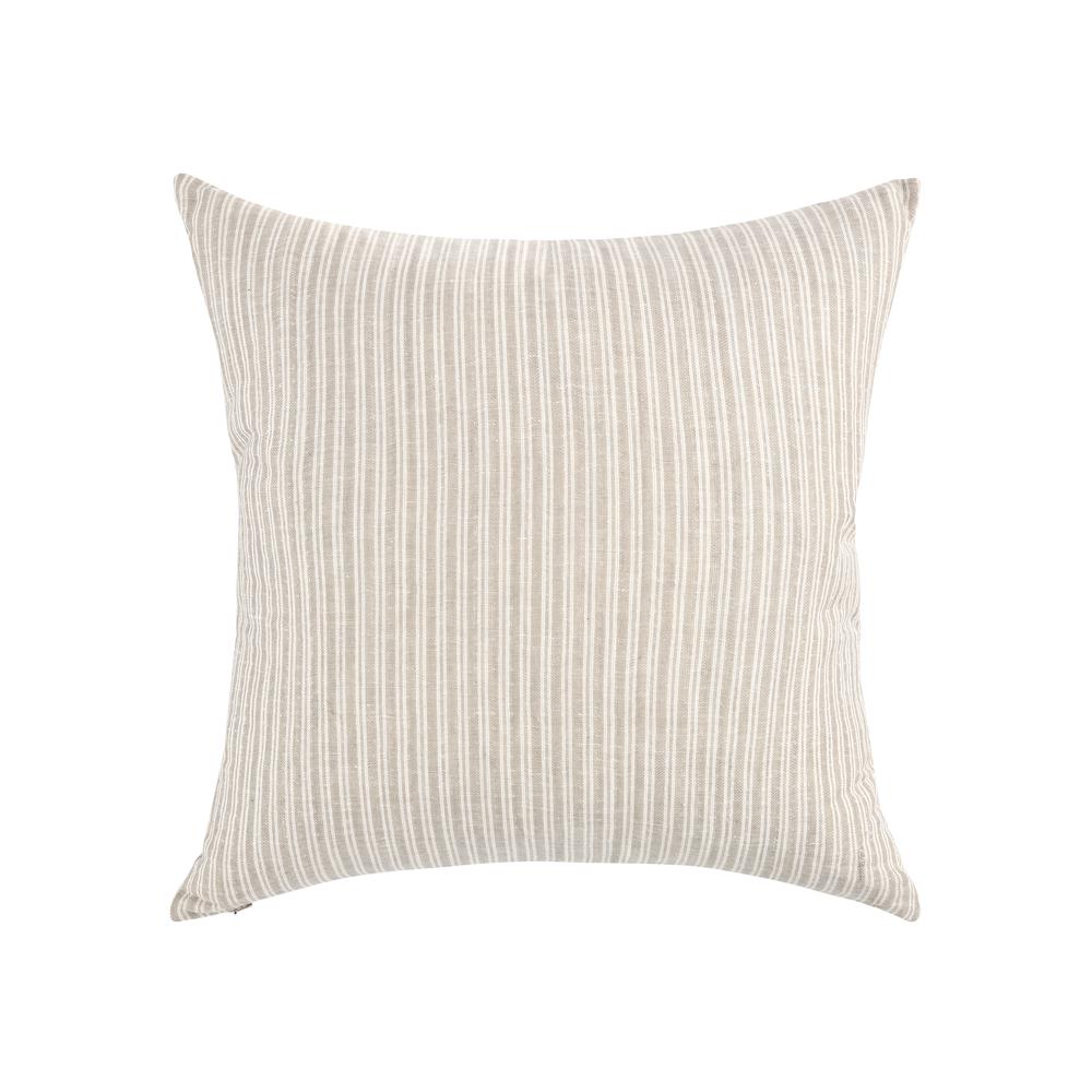 Camille 22" Cotton Linen Blend Throw Pillow, Natural Beige. Picture 1