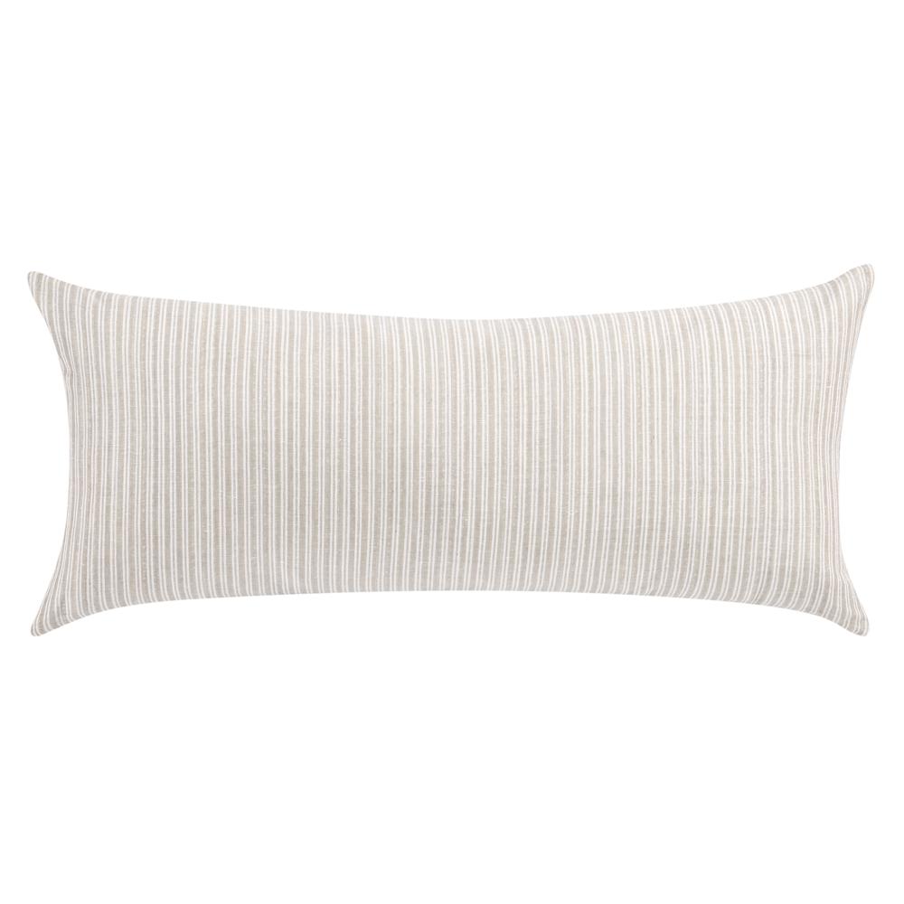 Camille 16"x36" Cotton Linen Blend Throw Pillow, Natural Beige. Picture 1