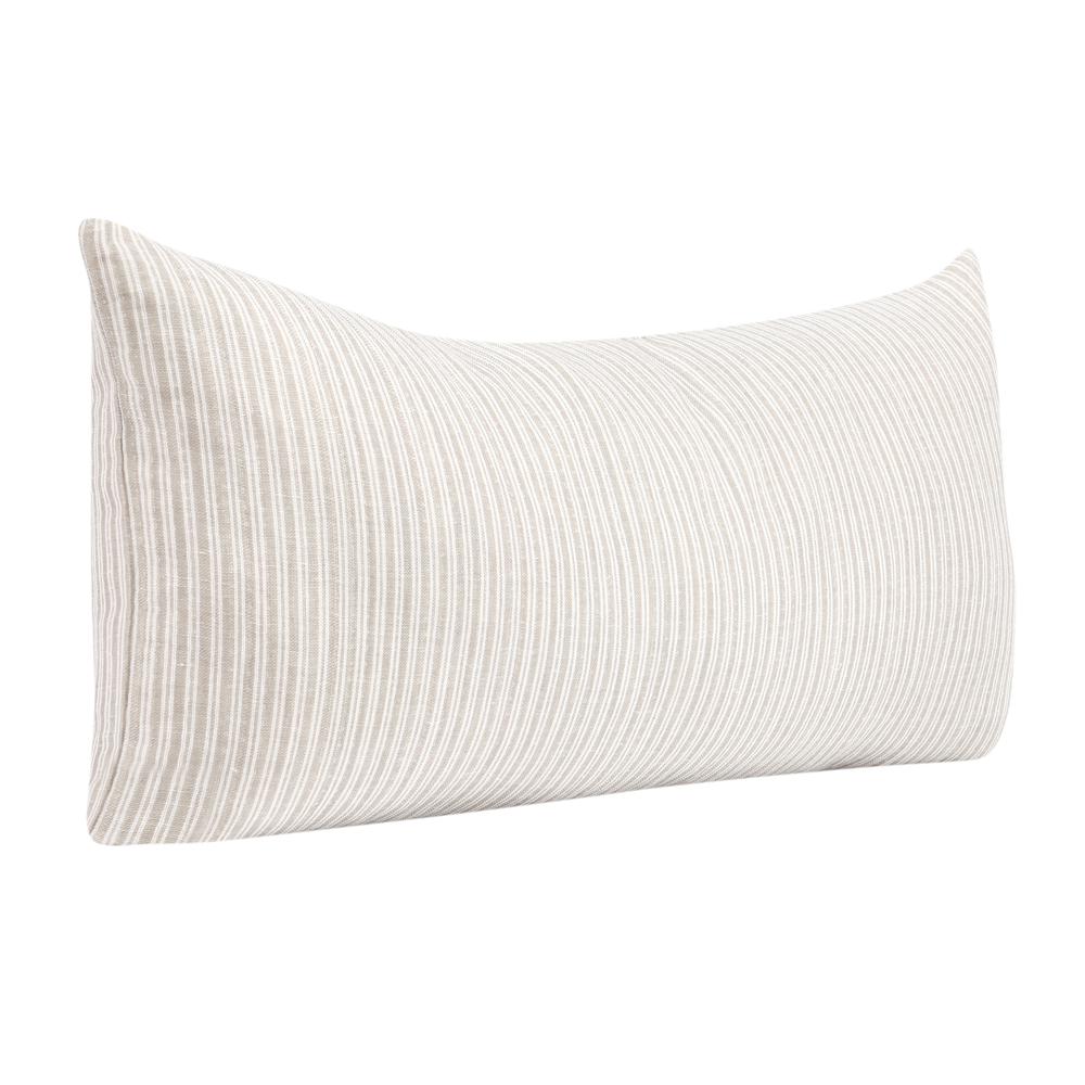 Camille 16"x36" Cotton Linen Blend Throw Pillow, Natural Beige. Picture 2