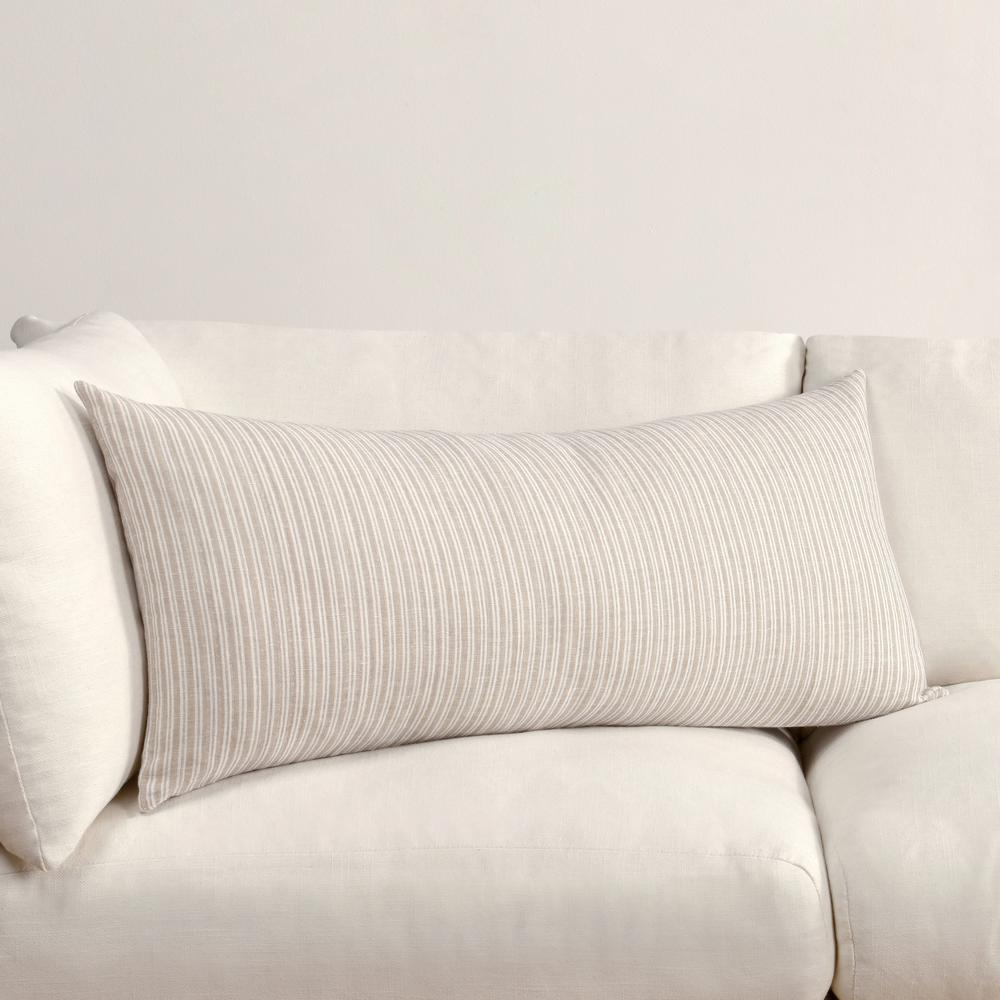 Camille 16"x36" Cotton Linen Blend Throw Pillow, Natural Beige. Picture 5
