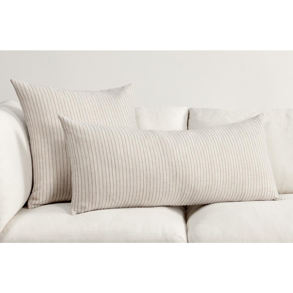 Camille 16"x36" Cotton Linen Blend Throw Pillow, Natural Beige. Picture 7