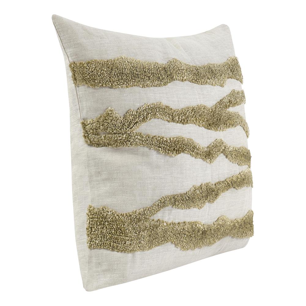 Passage 22" Belgian Linen Blend Throw Pillow, Wheat Green. Picture 2